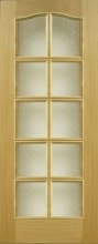 Шпонированная дверь, модель 2,6 Дуб Альпи стекло Битый хрусталь, филенчатая, со стеклом