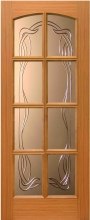 Шпонированная дверь Промстрой, модель 36, Тик, стекло гравировка